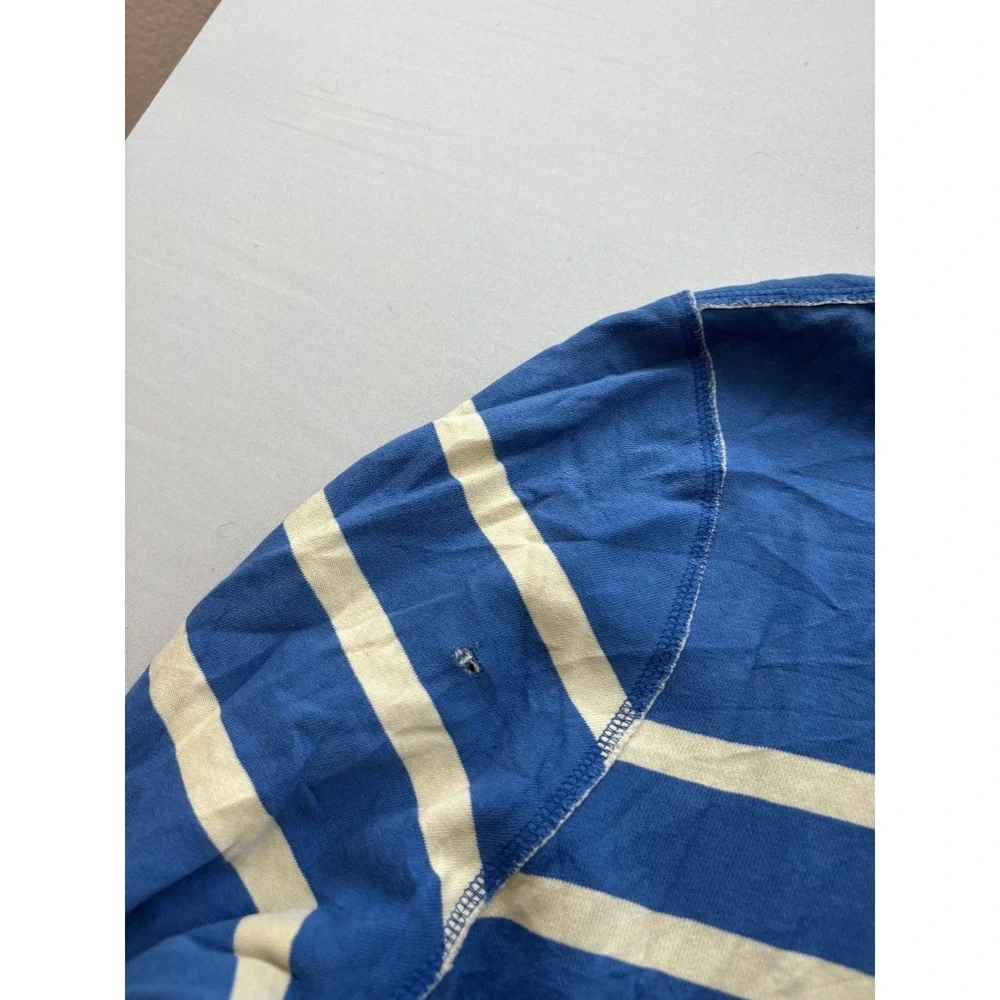 Aeropostale Mens XXL Full Zip Hoodie Blue Cream Striped AERO 87 Hooded Zip Up